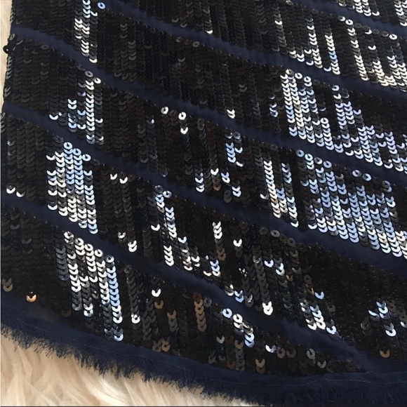 Loft sleeveless sequin sparkly blouse small navy - Picture 3 of 6